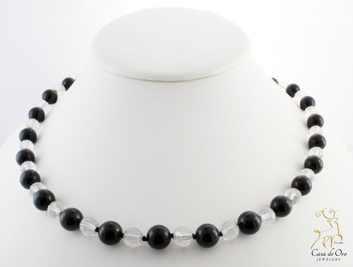 Black Onyx & Crystal Necklace
