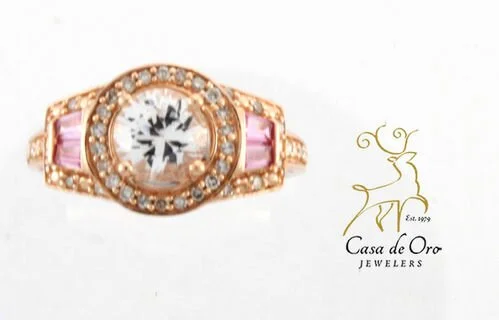 CZ & Simulant Ring 10K Rose
