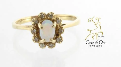Opal & Diamond Ring 14K Yellow