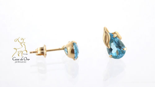 Blue Topaz (Simulated) Earrings 14KY