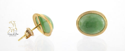 Jade Earrings 14K Yellow