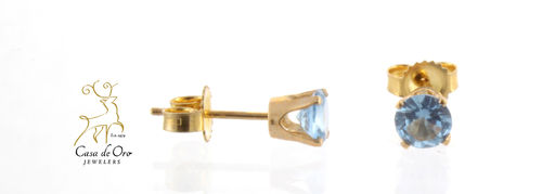 Aquamarine (Simulated) Earrings 14K Yellow