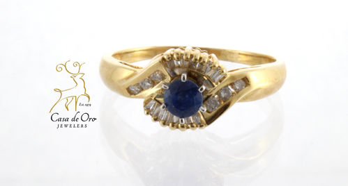 Sapphire & Diamond Ring 14K Yellow