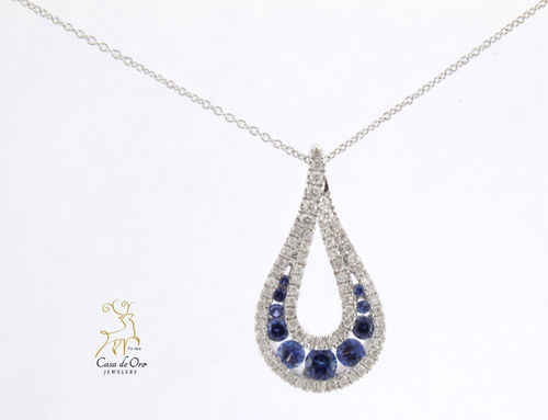 Sapphire & Diamond Pendant 14K White