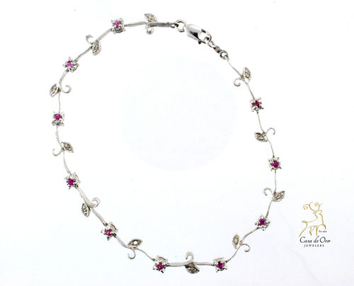 Sapphire (Pink) & Diamond Bracelet 10KW