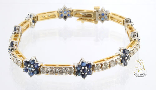Sapphire & Diamond Bracelet 14K Two-Tone