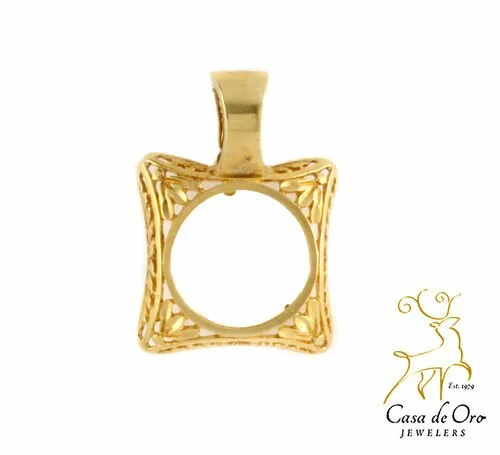 Filigree Coin Pendant 14K Yellow