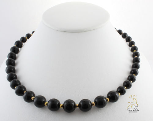 Black Onyx Necklace 14K Yellow