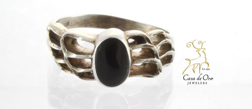 Black Onyx Ring Sterling Silver