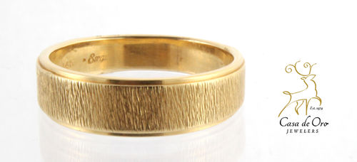 Gold Etched Wedding Band 14KY