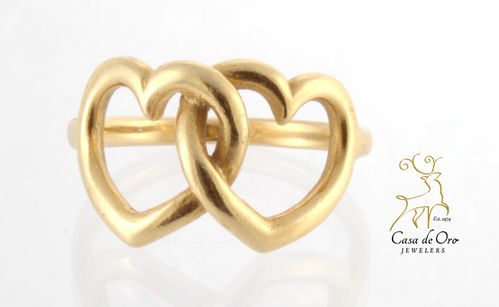 Gold Two Heart Ring 14K Yellow