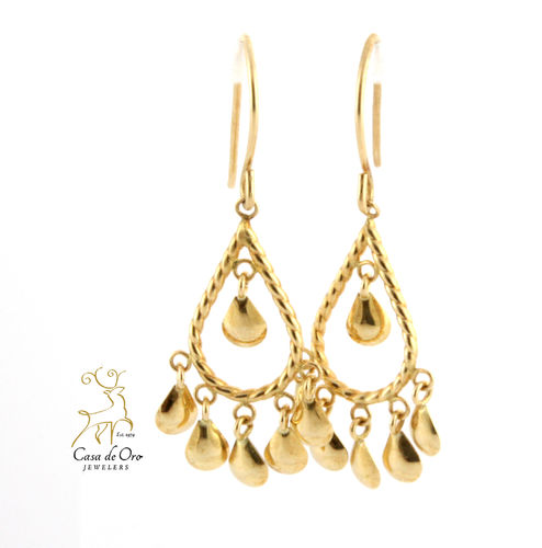 Gold Dangle Earrings 14K Yellow