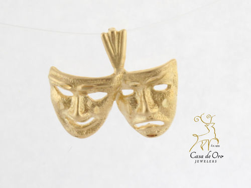 Gold Comedy/Tragedy Mask Charm 14K