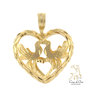 Gold Lovebirds Heart Charm 14K Yellow