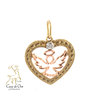 Gold Angel Heart Charm 14K