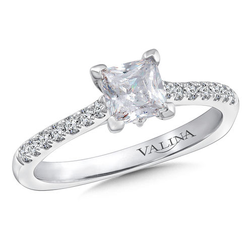 Valina Diamond Engagement Ring Mounting in 14K White Gold (.17 ctw)