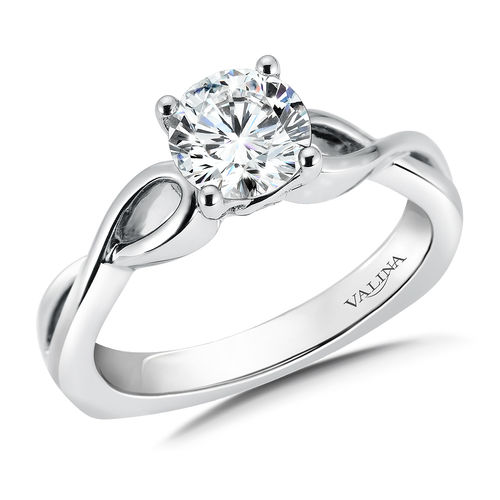 Valina Solitaire Engagement Ring Mounting in 14K White Gold (.02 ctw)