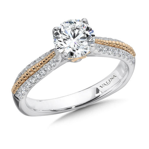 Valina Diamond Engagement Ring Mounting in 14K White/Rose Gold (.27 ctw)