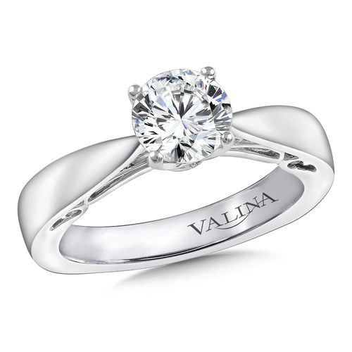 Valina Diamond Solitaire Engagement Ring Mounting in 14K White Gold (.10 ctw)
