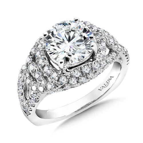 Valina Diamond Split Shank Engagement Ring Mounting 14K White Gold (1.04 ctw)