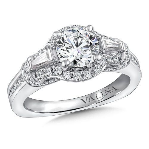Valina Diamond Engagement Ring Mounting in 14K White Gold (.74 ctw)