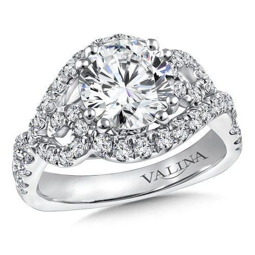 Valina Diamond Engagement Ring Mounting in 14K White Gold (.78 ctw)