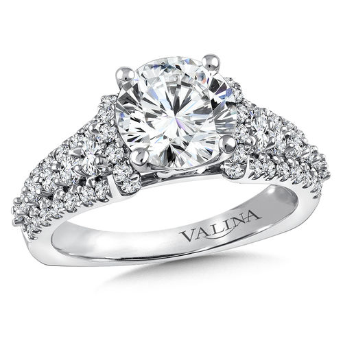 Valina Diamond Engagement Ring Mounting 14K White (.87 ctw)