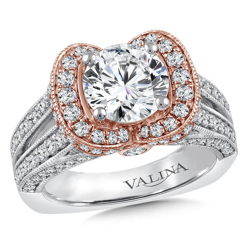 Valina Diamond Engagement Ring Mounting 14K White/Rose Gold (1.34 ctw)
