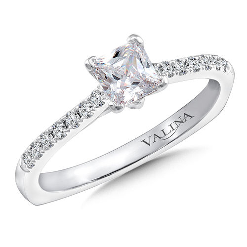 Valina Diamond Engagement Ring Mounting in 14K White Gold (.14 ctw)