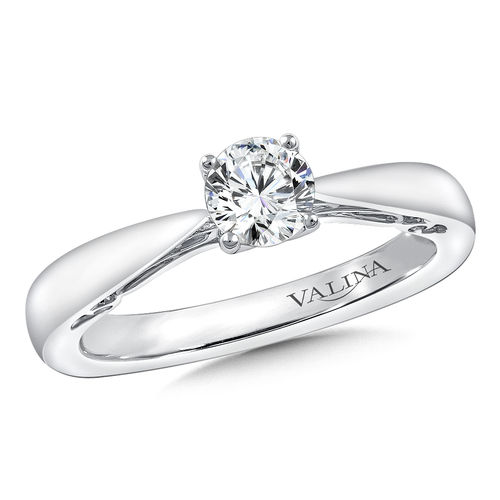 Valina Diamond Solitaire Engagement Ring Mounting in 14K White Gold (.06 ctw)