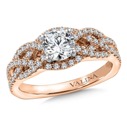 Valina Diamond Engagement Ring Mounting in 14K Rose Gold .46 ctw