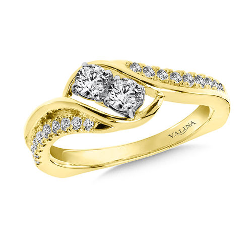 Valina Two-Stone Diamond Engagement Ring Mounting 14K Yellow Gold (.46 ctw)