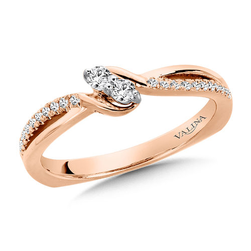 Valina Two-Stone Diamond Engagement Ring Mounting 14K Rose Gold (.16 ctw)