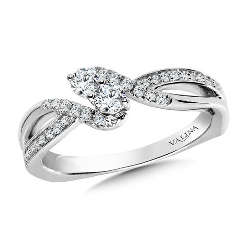 Valina Two-Stone Diamond Engagement Ring Mounting 14K White Gold (.30 ctw)