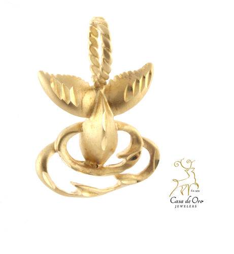 Gold Whale Tail in Water Charm 14K