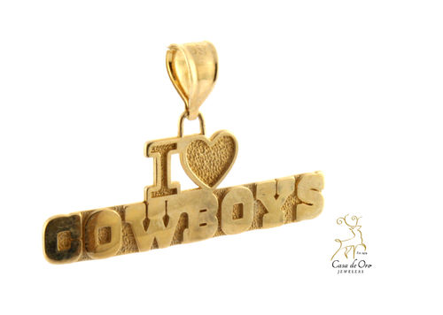 Gold "I Love Cowboys" Pendant 14KY