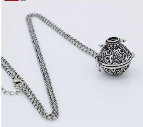 Antique Silver Tone Diffuser Necklace