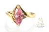 Pink CZ & Diamond Ring 10KY