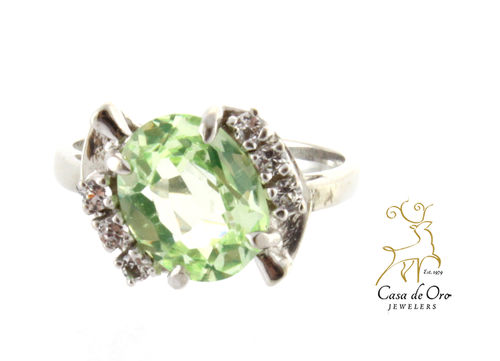 Simulated Green Stone & CZ Ring 10KW