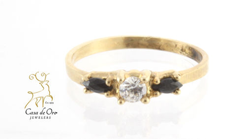 Diamond & Sapphire (Simulated) Ring 10KY
