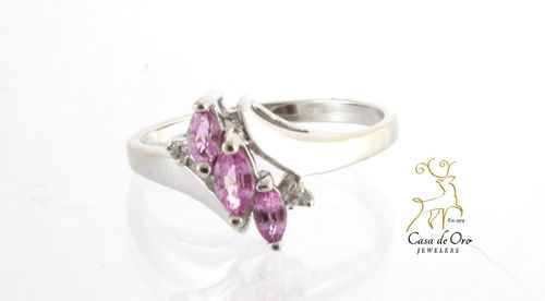 Pink Sapphire & Diamond Ring 10KW
