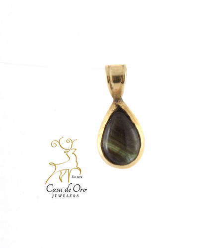 Diopside Drop Pendant 14K Yellow Gold