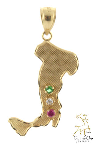 Gold Ruby, Emerald, CZ Italy Charm 14KY