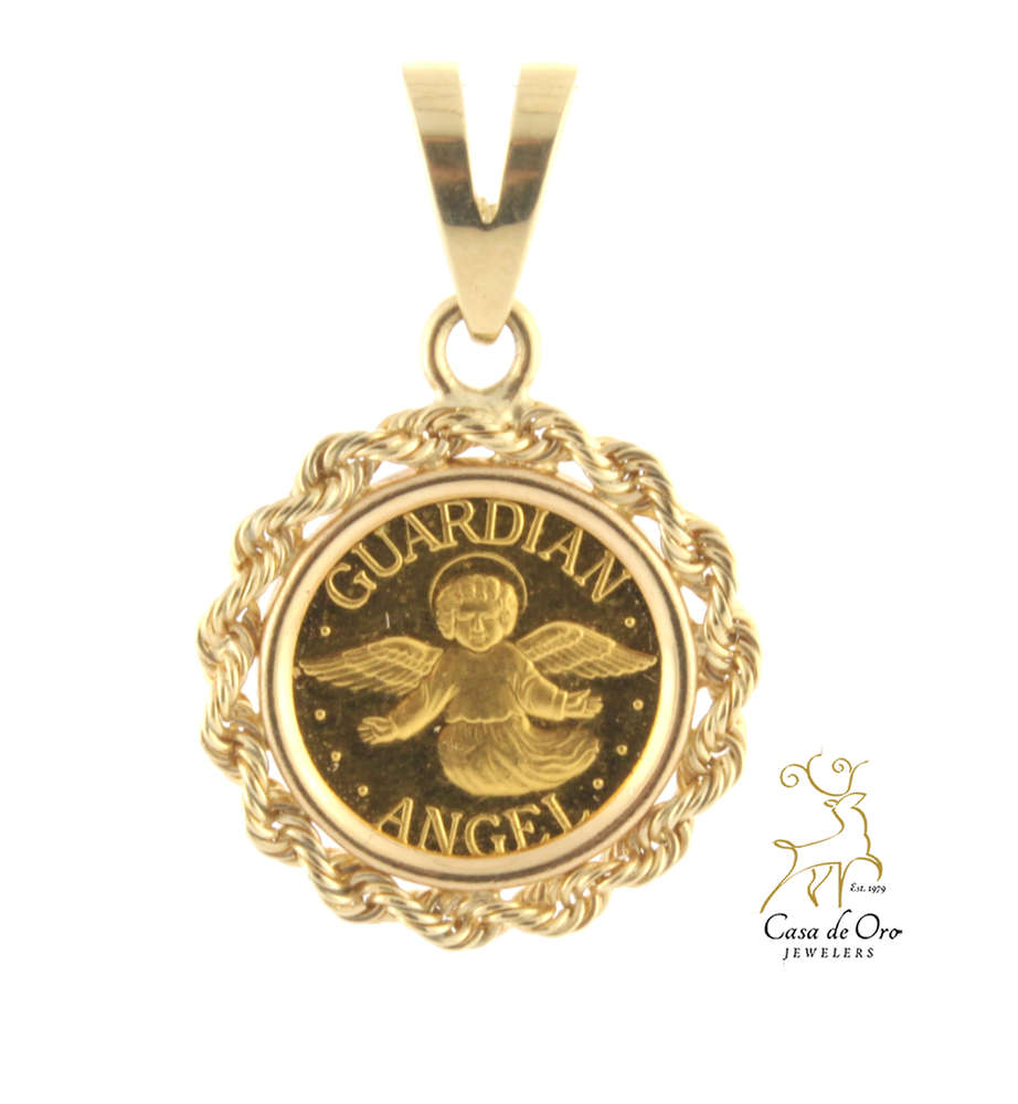 Guardian Angel Pendant 14KY (Price+Coin) - Casa de Oro Jewelers